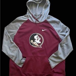 Nike Therma-Fit FSU Florida State Seminoles Burgundy and Gray Men's Hoodie